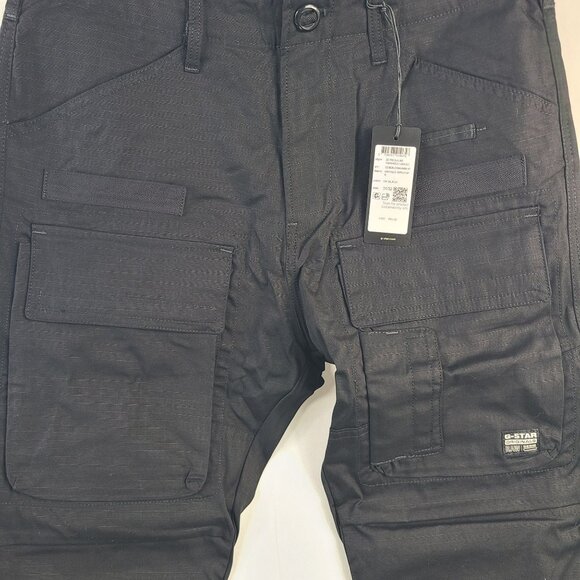 NWT G-Star RAW Mens 3D Regular Tapered Cargo Pants Black Ripstop Sz 31/32 - Picture 3 of 5